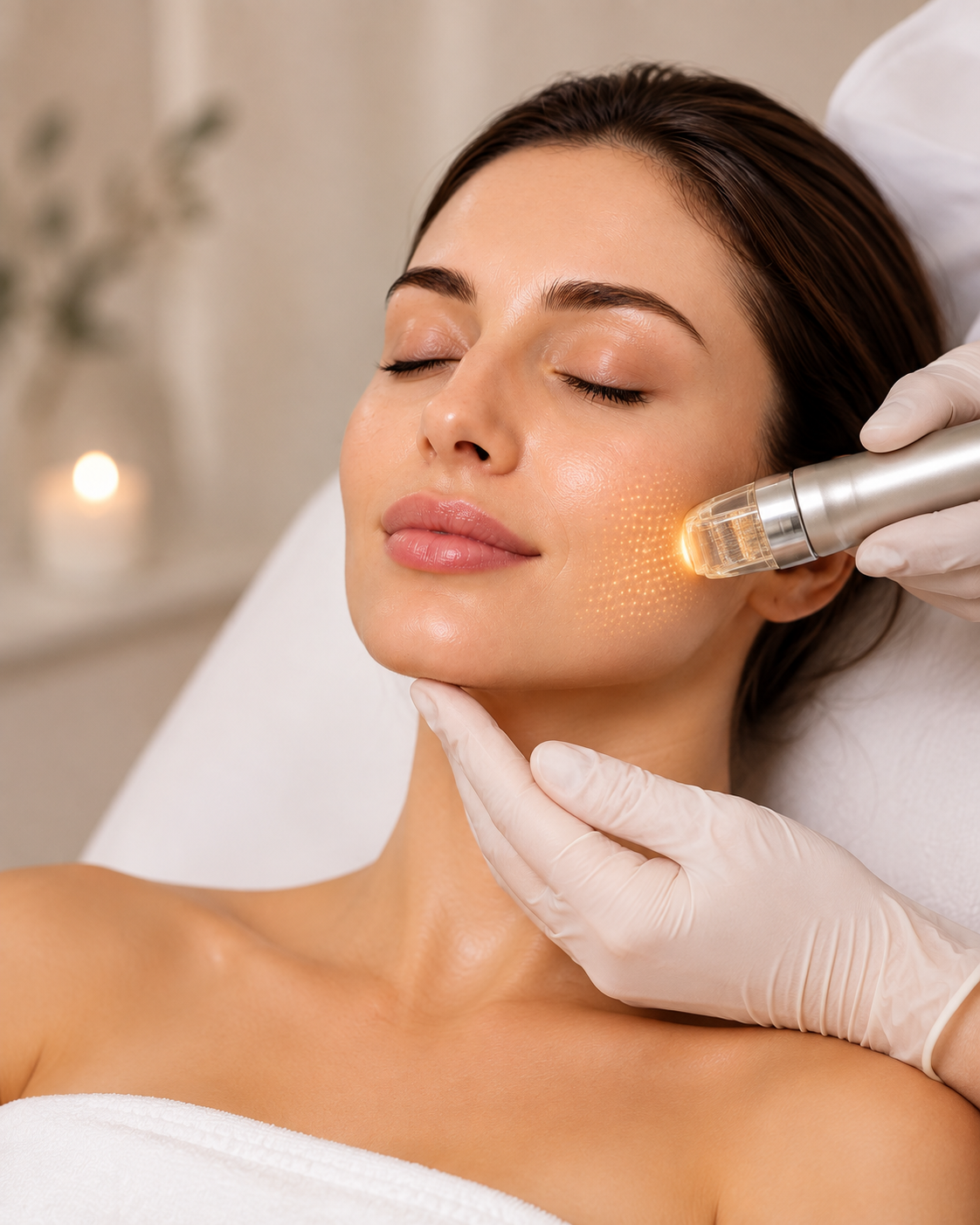 Altın iğne / RF mikroiğneleme cihaz ve klinik detayı